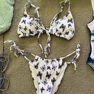 2 piece shein swim suit butterfly pattern